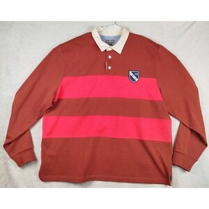LL Bean Signature Slim Fit Maroon Red Color Block‎ Rugby Polo Shirt  Mens XXL